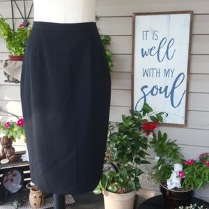 JONES NEW YORK ♡ Vintage Black Morested Wool Midi Pleated Lined Skirt w/Slit 4